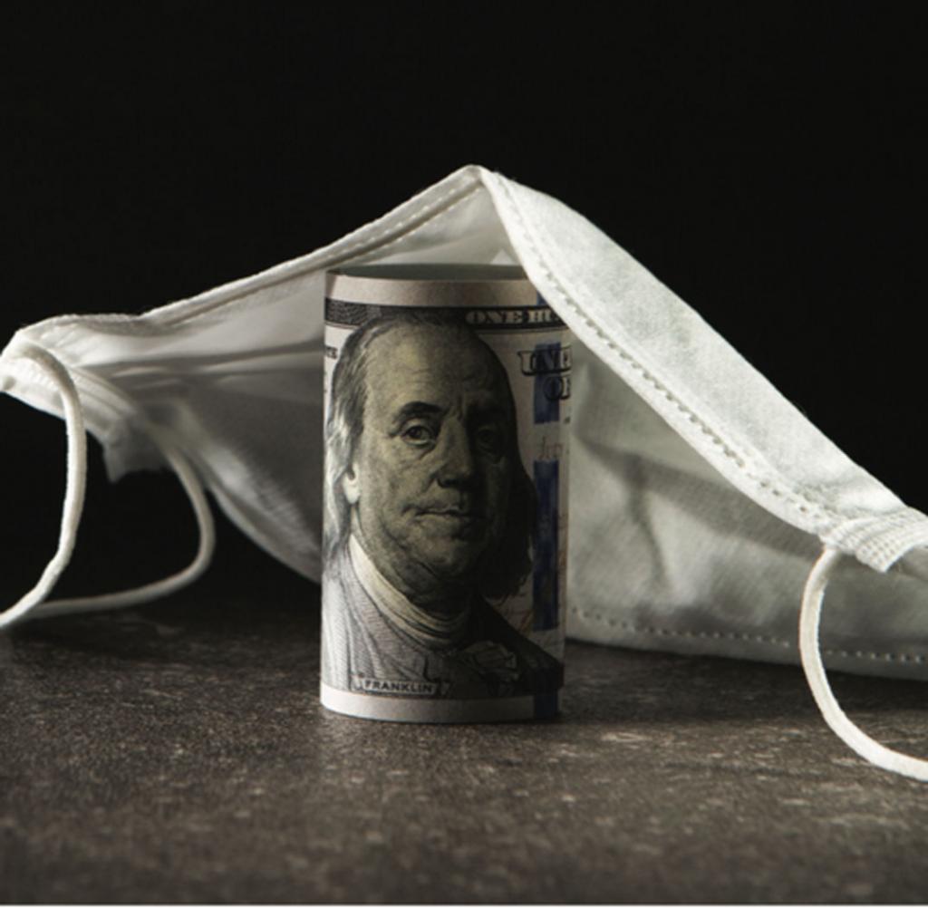 Money under mask graphic