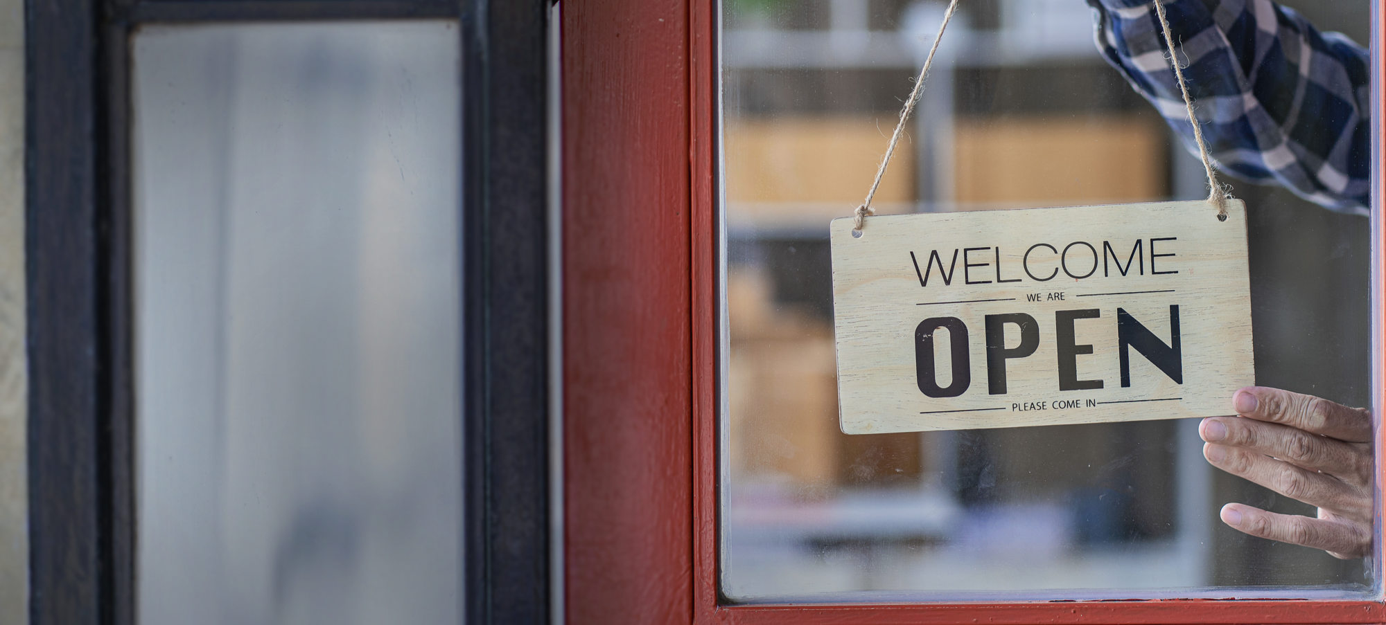 image of shop welcome sign
